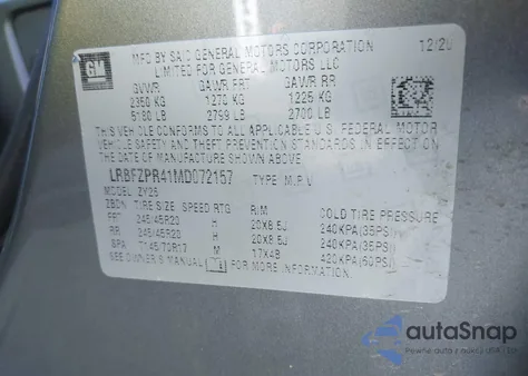 2021 Buick Envision Awd Essence z USA, uszkodzony, nr VIN LRBFZPR41MD072157